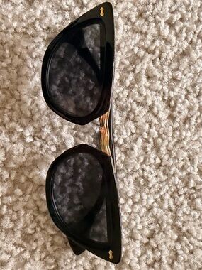 Black Women's Cat-Eye Sunglasses with Gold Accents